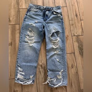 Zara Distressed Light Blue Denim Jeans